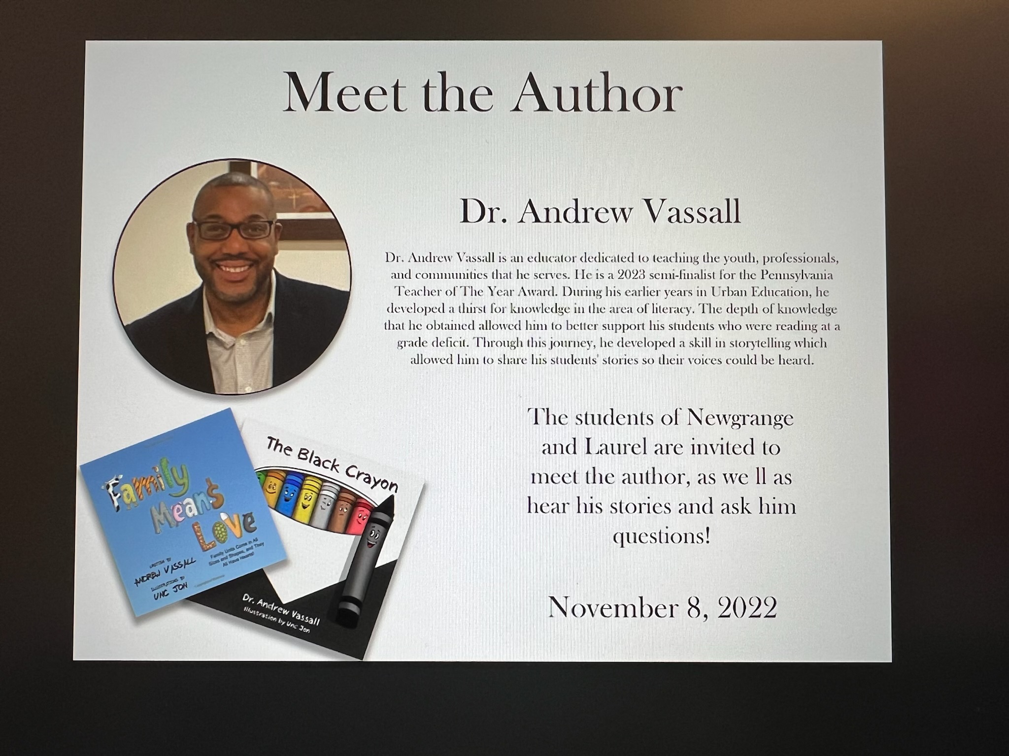 A picture of dr. Andrew vassall and the book cover
